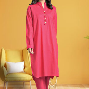 2 Piece Cotton Suit – Crimson Pink