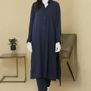 Elegant Blue Crepe  2 Piece – Cotton Suit