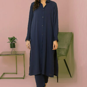 Elegant Blue Crepe  2 Piece – Cotton Suit