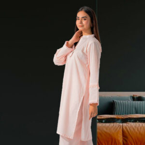 2 Piece – Cotton Suit  Light Pink Solid