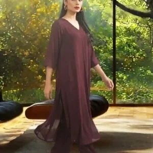 Brown Crepe Dress 2 Piece – Cotton Suit