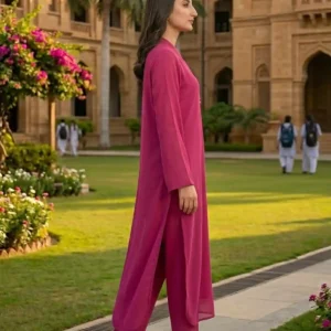 Hot Pink Elegant 2 Piece – Cotton Suit
