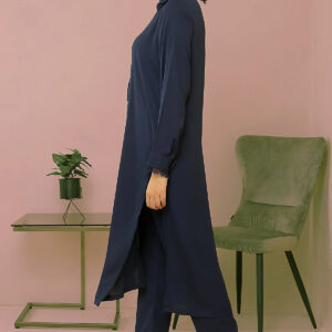 Elegant Blue Crepe  2 Piece – Cotton Suit