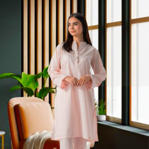 2 Piece – Cotton Suit  Light Pink Solid