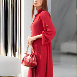 Solid Red Buttoned  2 Piece – Cotton Suit