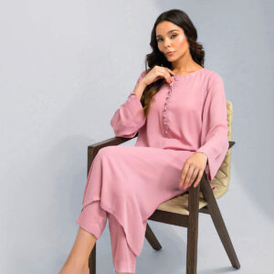 Elegant Tea Pink CO-ORD  2 Piece Cotton