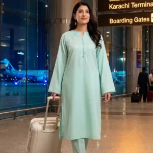 2 Piece Lawn Suit – Turquoise