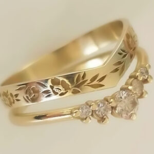 Carat Finger Circlet Stainless Flower Curved Rhinestone Finger Ring Set