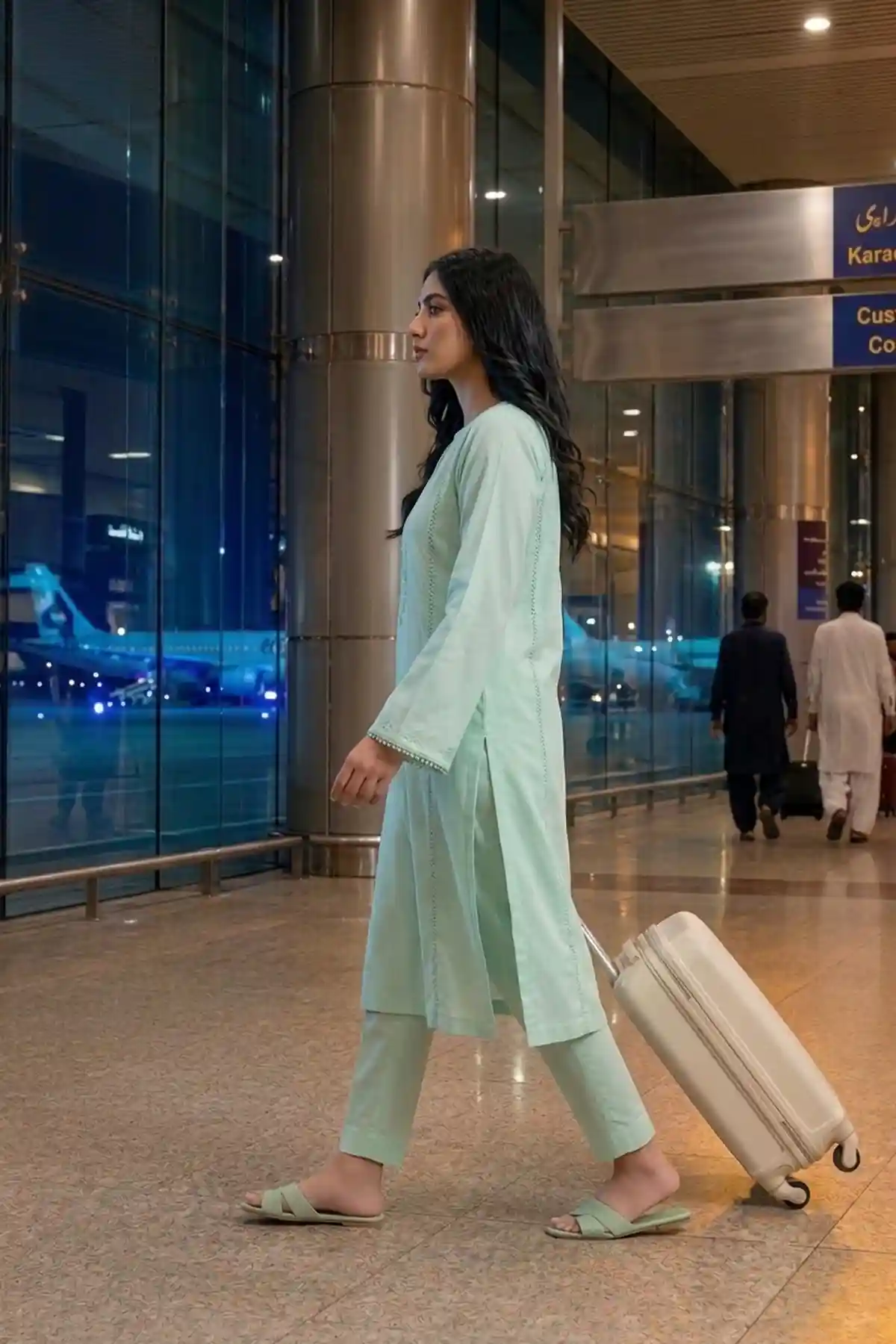 2 Piece Lawn Suit - Turquoise - Image 2
