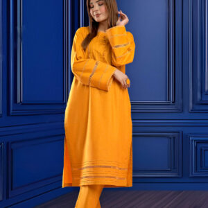 2 Piece Elegant Lawn Suit – Mustard