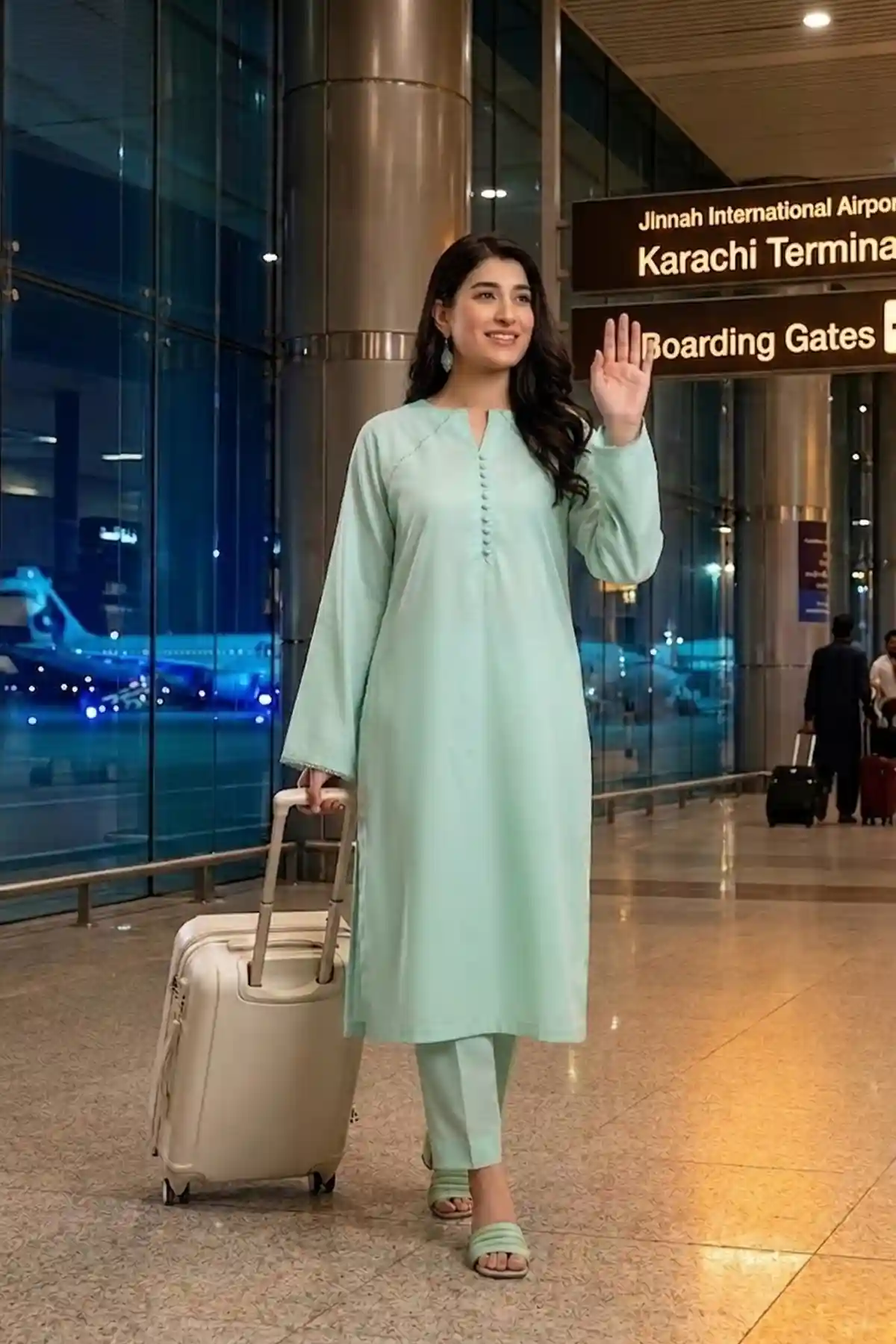 2 Piece Lawn Suit - Turquoise - Image 3