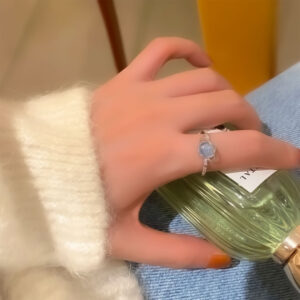 Korean Blue Crystal Planet Ring Female Dream Moonlight Fashion